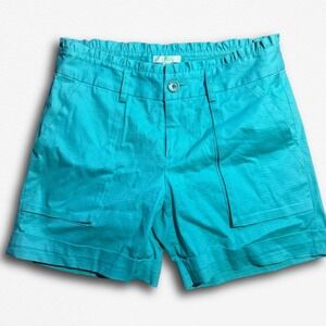 Jade Melody Tam Turquoise Teal Cotton Blend Utility Paperbag Shorts Size 6